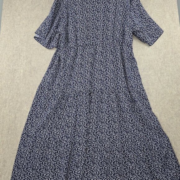 Helenemari Womens Maxi Dress Navy Blue/White Floral Print US Size 26 Lightweight - Picture 2 of 6